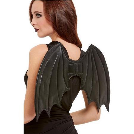 SMIFFYS - Zwarte gevoerde vleermuis vleugels voor volwassenen - Accessoires > Vleugels